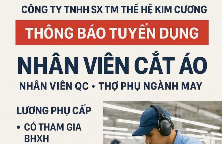 Tuyển Nhân Viên Khâu Sản Xuất (Full-time / Part-time / Thời vụ) — Làm Ngay Tại Tân Phú, TP.HCM
